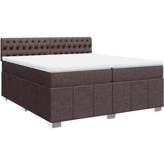 vidaXL Vidaxl - Cama Box Spring Con Colch&oacute;n Tela Marr&oacute;n Oscuro 200x200 Cm