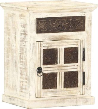 vidaXL Bedside Cabinet White 40x30x50 cm Solid Mango Wood Vidaxl