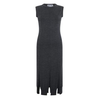 Moschino Gebreide Jurk tot op de Enkel - Dames - Kleedjes - Grijs - S - Wol - Kleedjes