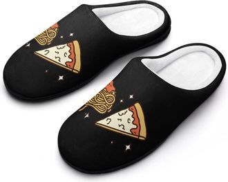 Generic Spaghetti And Pizza Funny Mens Cotton Slippers Shoes Novelty Soft Non-Slip Sole Home Shoe