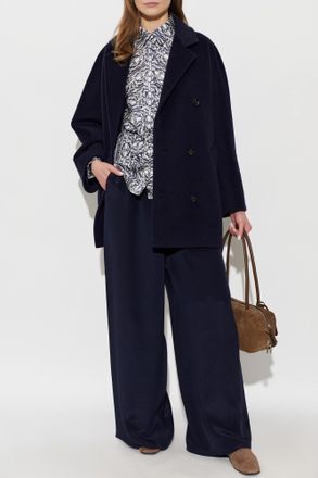Max Mara Double-breasted Coat Rebus, Womens, Navy Blue