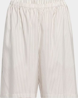 The Row Zinnia Striped Silk Pajama Shorts