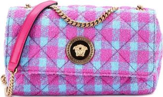 Versace Medusa Icon Chain Flap Bag Quilted Tweed East West shoulder bag - Blauw