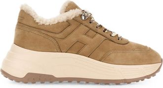 Hogan Tan Suede Shearling Lined Sneakers