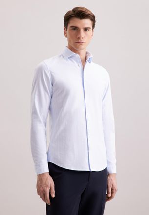 Seidensticker Businesshemd SEIDENSTICKER, Herren, Gr. L (41), normale &Auml;rmell&auml;ngen, blau, 100% Baumwolle, gestreift, slim fit, 2-Knopf-Manschette, Hemden Businesshem