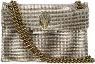 Kurt Geiger Brown Houndstooth Rhinestone Embellishments Mini Shoulder Bag