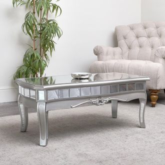 Melody Maison Mirrored Coffee Table - Tiffany Range in Metallic Silver