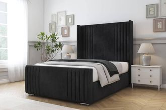 Comfort Beds Elise Naples Bed Frame - 50 Upholstered Wingback Headboard in Black | Size: Single