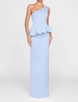 Theia Zenobia Duchess Satin Gown In Serenity Blue