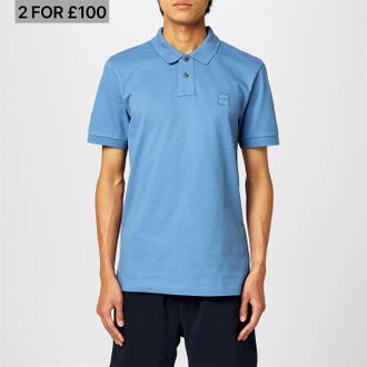 HUGO BOSS Polo-shirt voor heren met Passenger Box-logo (Licht Blauw)