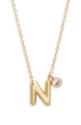 Chelsea28 Goldtone Initial Pendant Necklace in N- Clear- Gold at Nordstrom