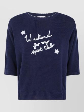 Max Mara cotton embroidered fine-knit short-sleeve sweater