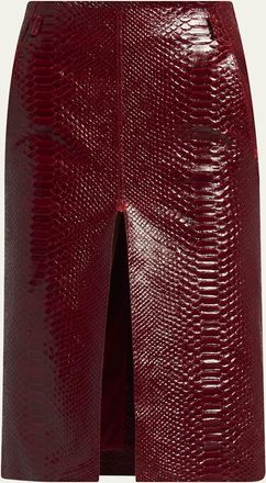 Tom Ford Snake-Effect Leather Midi Skirt