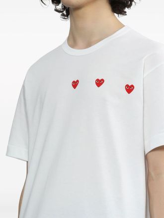 Comme Des Gar&ccedil;ons Heart-Embroidered Cotton T-Shirt - White
