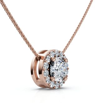 Pompeii3 1/2 Ct Round Diamond Pave Halo Fancy Solitaire Pendant 14k White Gold