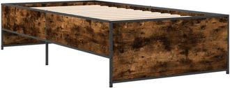 vidaXL Estructura cama madera ingeniería metal roble humo 75x190 cm Vidaxl