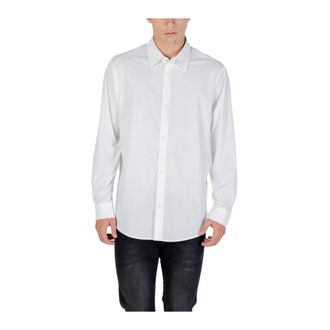 A|X Armani Exchange Witte Button-Up Shirt met Elastaan - Heren - Zakelijke Overhemden - Wit - M - Overhemden