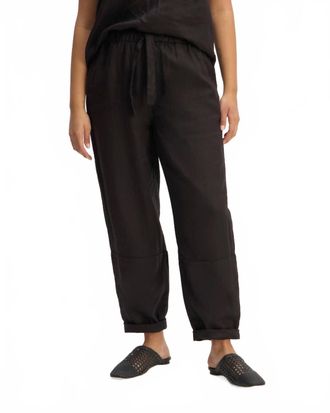Everlane Womens The Linen Pull On Barrel Pants In Black