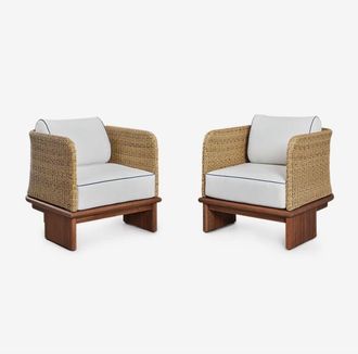 Sklum Sklum - Pack De 2 Sillones De Jard&iacute;n En Rat&aacute;n Y Madera De Acacia Famara