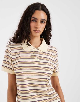 & Other Stories T-shirt giallo limone chiaro a righe con colletto button-down