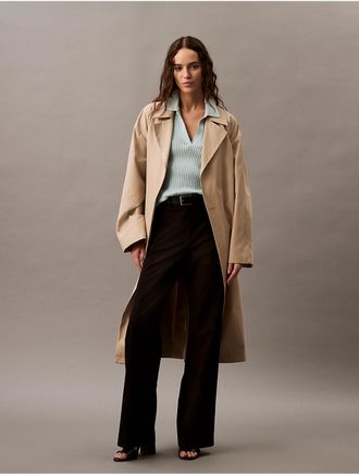 Calvin Klein Jeans Calvin Klein Womens Smooth Cotton Rib Sweater Polo Shirt - Green - XS