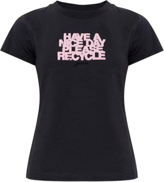 Ganni Black Graphic Crew Neck T-Shirt