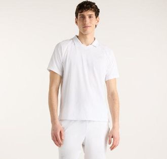 New Balance Hombre Tournament Polo en Blanco/Gris, Poly Knit, Talla XL