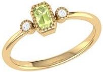 LuvMyJewelry La Vie Emerald Cut Peridot & Diamond Ring - 0.04ct. in 14K Yellow Gold/Green at Nordstrom Rack, Size 7.5