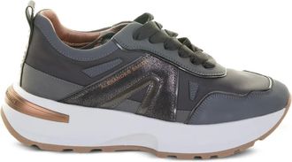 Alexander Smith panelled lace-up sneakers - women - Calf Leather/Rubber/Fabric - 38 - Grey