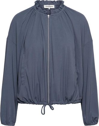 &Co Woman Jassen, Dames, Blauw, 2Xl, Polyester, Ruffle Neck Light Jacket
