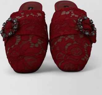 Dolce & Gabbana lace crystal embellished mules