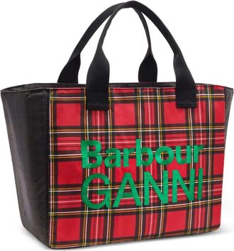 Ganni x Barbour Borsa tote tartan - Rosso