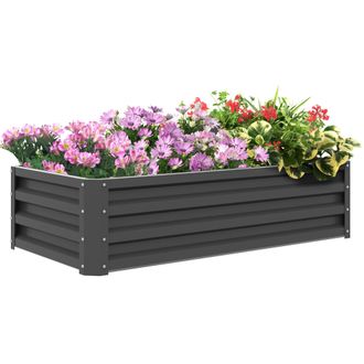 OUTSUNNY Raised Garden Bed Elevated Planter Box for Flowers Light Grey | TJ Hughes