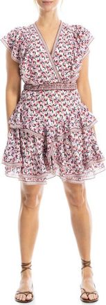 Max Studio Floral Ruffle Minidress in Ivory/Red/Green at Nordstrom Rack, Size X-Small