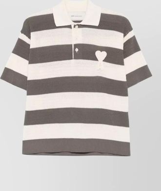 Ami de coeur striped polo shirt heart