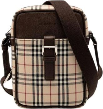 Burberry Pre-owned Cross Body Bags, female, Beige, Size: ONE SIZE Pre-owned Canvas Crossbody Bag