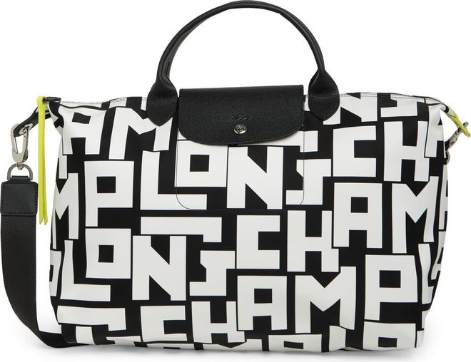 Le Pliage Neo Logo Travel Bag in Blk/white at Nordstrom Rack