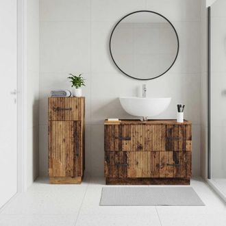 vidaXL Vidaxl Set Di Armadi Da Bagno Da 2 Pezzi Hoorn Legno Antico