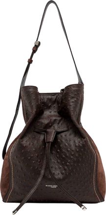 Gianni Chiarini Espresso Sienna Ostrich-Embossed Leather Bag