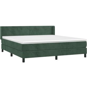 vidaXL Vidaxl - Cama Box Spring Con Colch&oacute;n Terciopelo Verde Oscuro 180x200 Cm