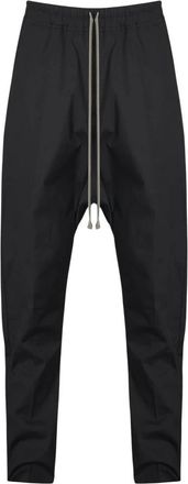 Rick Owens Broek met Drop Crotch en Trekkoord - Heren - Sweatpants - Zwart - XL - Katoen - Broeken