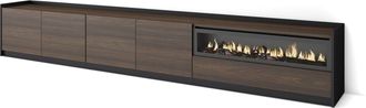 Skraut Home Skraut Home - Mueble Tv, Televisi&oacute;n, 310x37x50cm, Para Tv Hasta 80, Chimenea El&eacute;ctrica, Roble Oscuro Y Negro