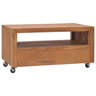 vidaXL Mueble De Tv Con Ruedas Madera Maciza De Teca 80x50x42 Cm Vidaxl