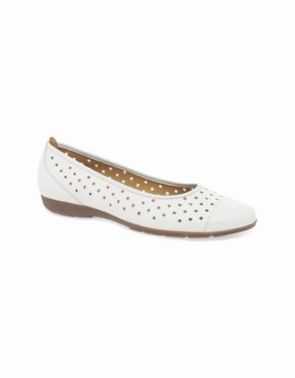 Gabor Womens Ruffle Womens Punched Detail Casual Shoes - White - Size: 2.5