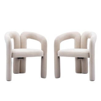 Urban Meuble Set de 2 sillas de dise&ntilde;o escultural en terciopelo beige