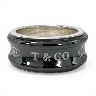 Tiffany & Co. Silver Black Silver 925 Titanium Band Ring (Pre-Owned)