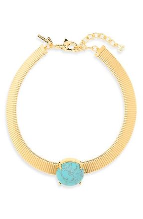 Lele Sadoughi Stone Set Snake Chain Necklace in Turquoise at Nordstrom