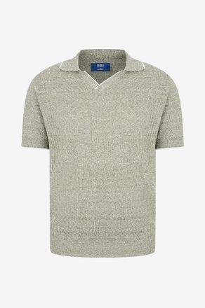 Fedeli Polo aus Leinen und Baumwolle meliert