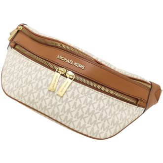 Michael Kors Brown Ivory Coated Canvas Leather Sling Bag (Pre-Owned)