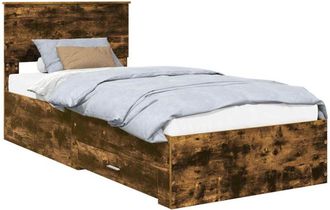 vidaXL Estructura De Cama Con Cabecera Roble Ahumado 90 X 190 Cm Vidaxl